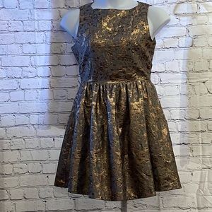 Cynthia Rowley size 8. Gold/Gray dress. Skater style dress. Brocade design.